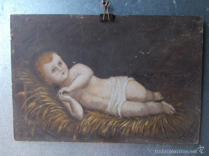 Arte: antiguo oleo sobre tablero - Foto 1