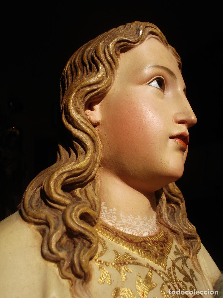Kunst: INMACULADA CONCEPCI&Oacute;N ANTIGUA TALLA DE MADERA DORADA AL ORO FINO