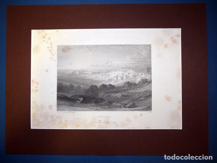 Arte: Bethlehem, Belen, Antiguo Grabado al Acero