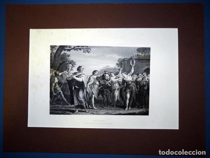 Art: The Triumph of David, Antiguo Grabado al Acero