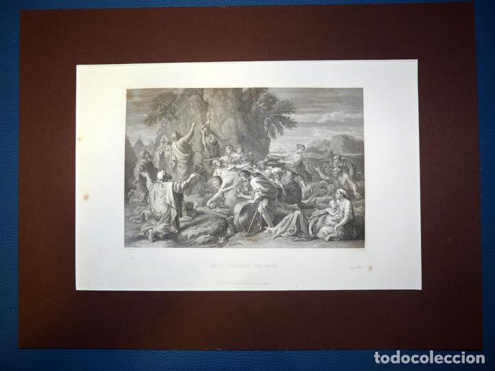 Arte: Moses, striking the rock, Antiguo Grabado al Acero
