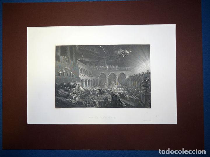 Arte: Belshazzar&acute;s feast, Antiguo Grabado al Acero S XIX