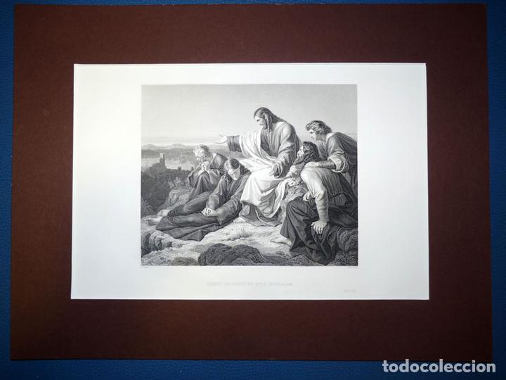 Art: Christ Prophesying over Jerusalem, Antiguo Grabado al Acero S XIX