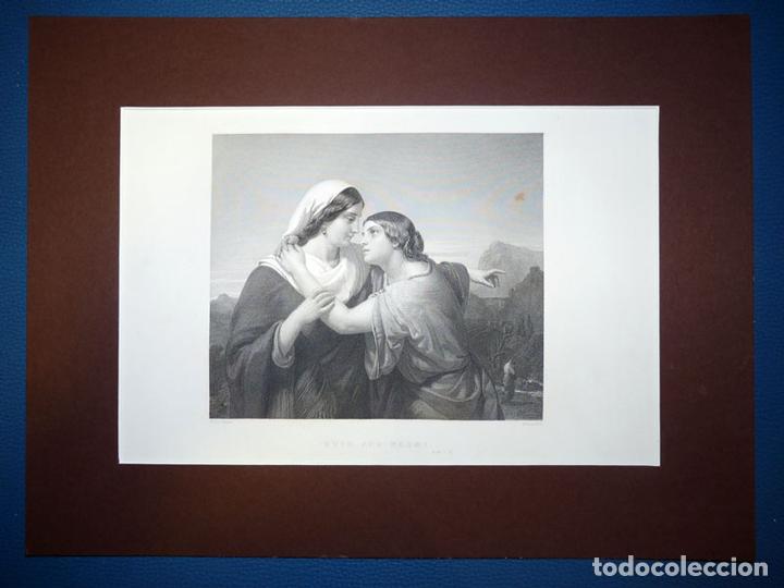 Art: Ruth and Naomi, Antiguo Grabado al Acero S XIX