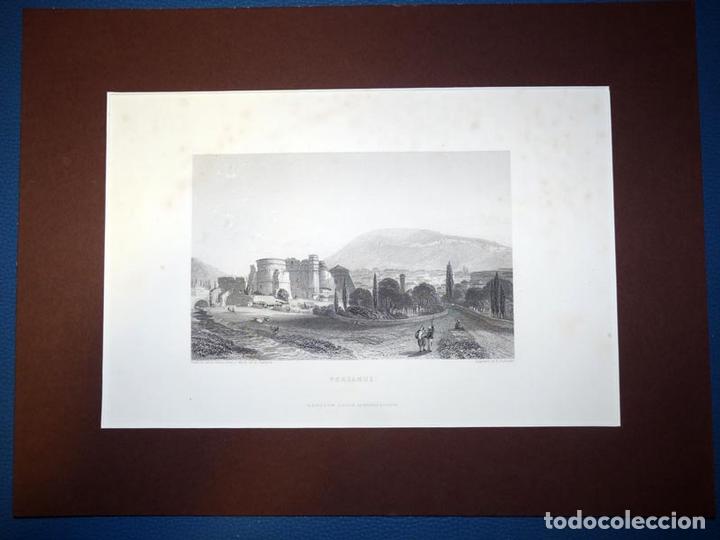 Arte: Pergamus, Antiguo Grabado al Acero S XIX