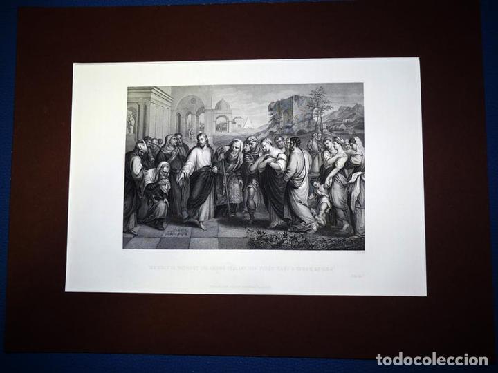 Art: He that is without sin among you, Antiguo Grabado al Acero S XIX