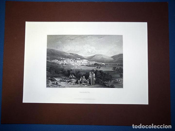 Art: Vista de Nazareth, Antiguo Grabado al Acero S XIX