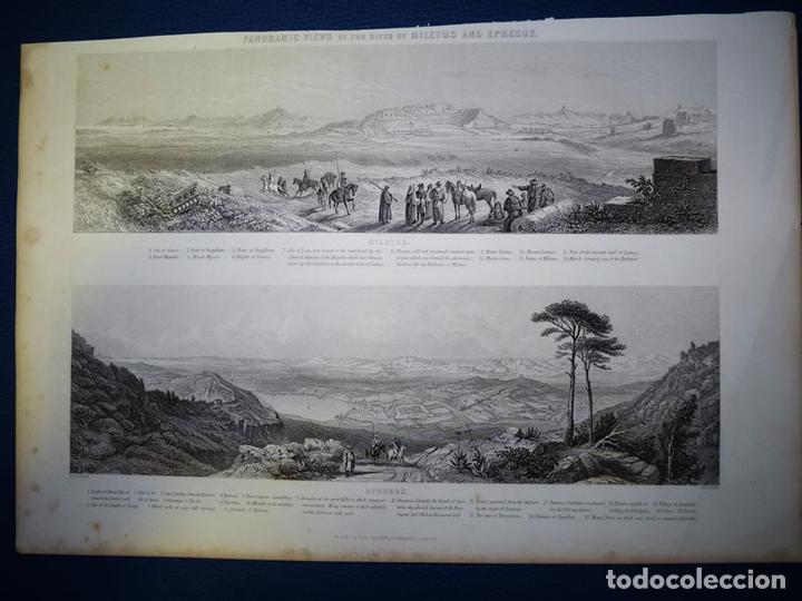 Art: Miletus and Ephesus, Antiguo Grabado al Acero S XIX