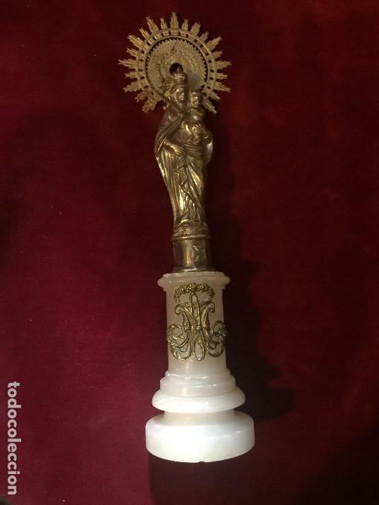 Arte: virgen del pilar en plata y alabastro - Foto 1
