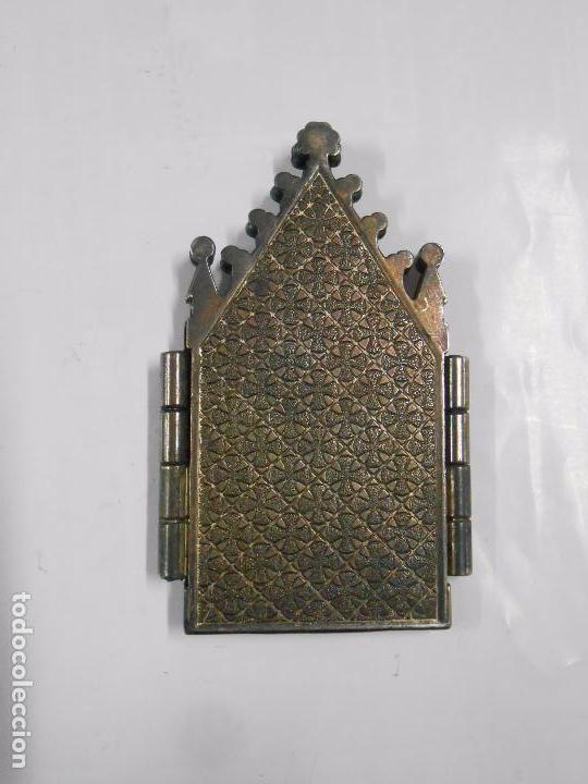Arte: TRIPTICO RELIGIOSO METALICO CON CIERRE POSTERIOR. - Foto 2
