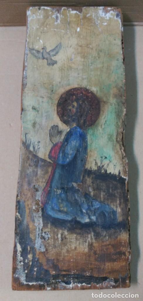 Arte: Oleo sobre tabla cristo orante - Foto 1