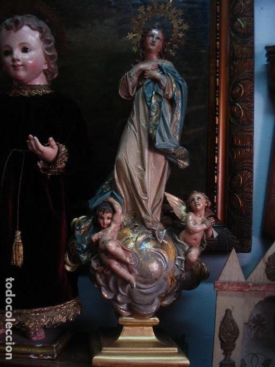 Arte: SXIX Magn&iacute;fica talla de madera Inmaculada Concepci&oacute;n - Foto 19