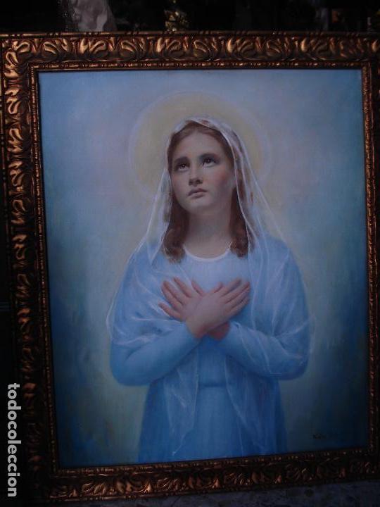 Arte: Excelente Virgen ni&ntilde;a oleo sobre lienzo - Foto 1