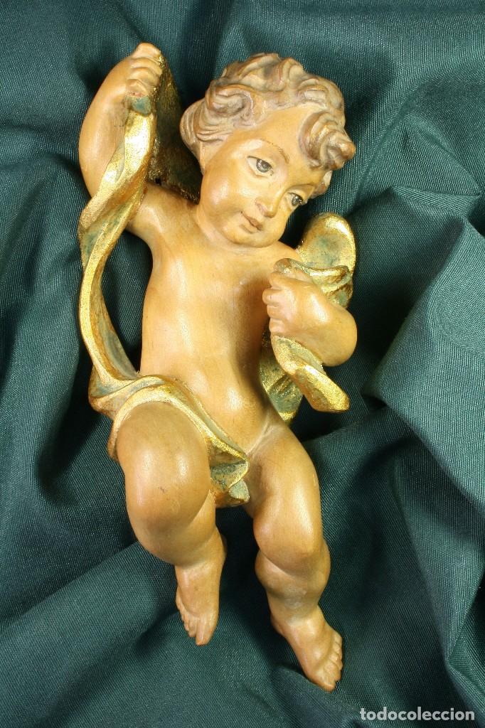 Arte: &Aacute;ngel de madera policromada. S.XX - Foto 1