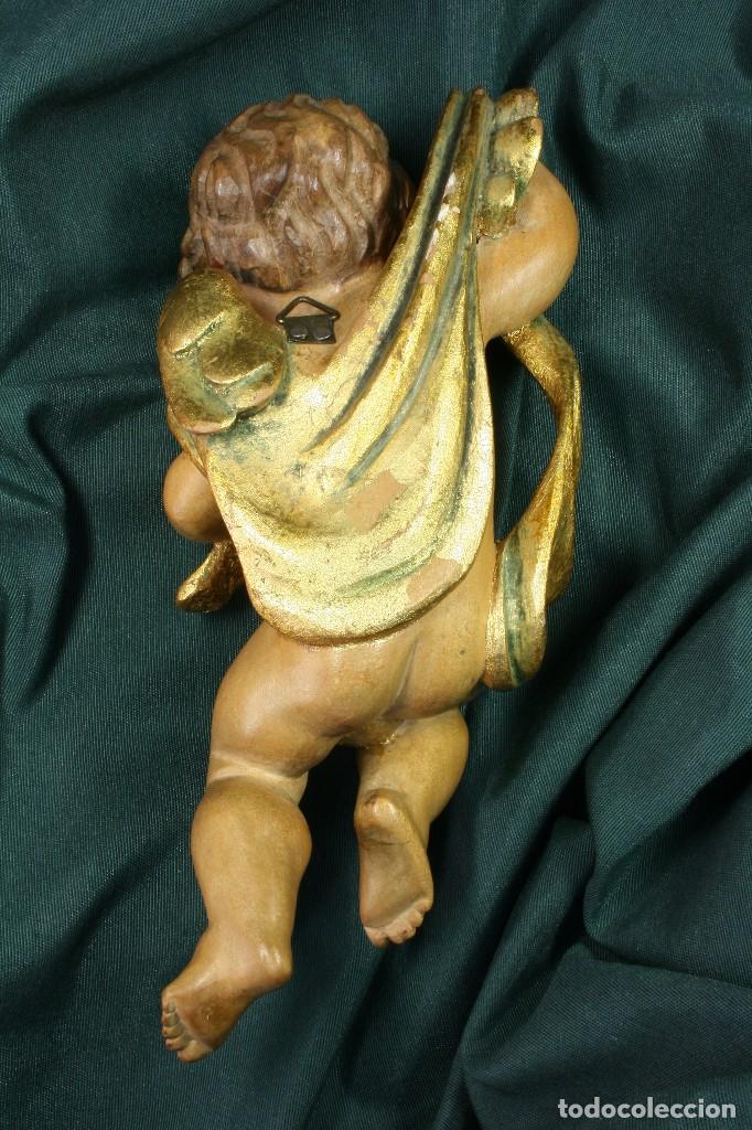 Arte: &Aacute;ngel de madera policromada. S.XX - Foto 5