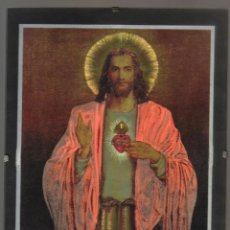 Arte: CORAZON DE JESUS - EN LAMINA DUFEX PRINTS - 24 X 18 - PROTEGIDA CON CRISTAL . Lote 79352945
