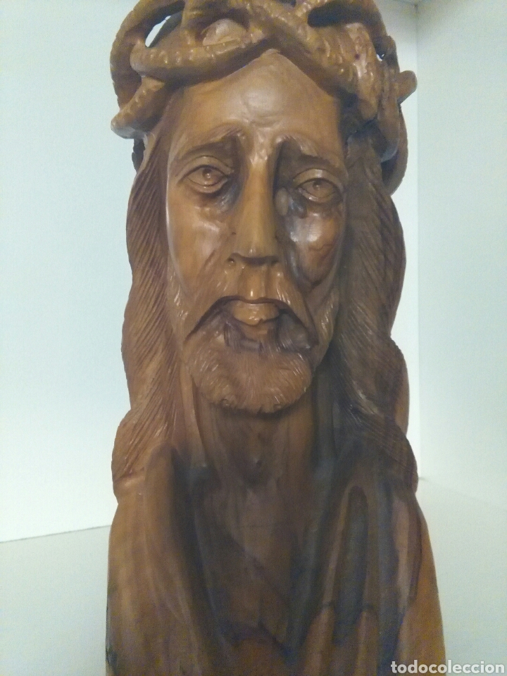 Arte: Talla de madera, busto de Cristo. - Foto 1