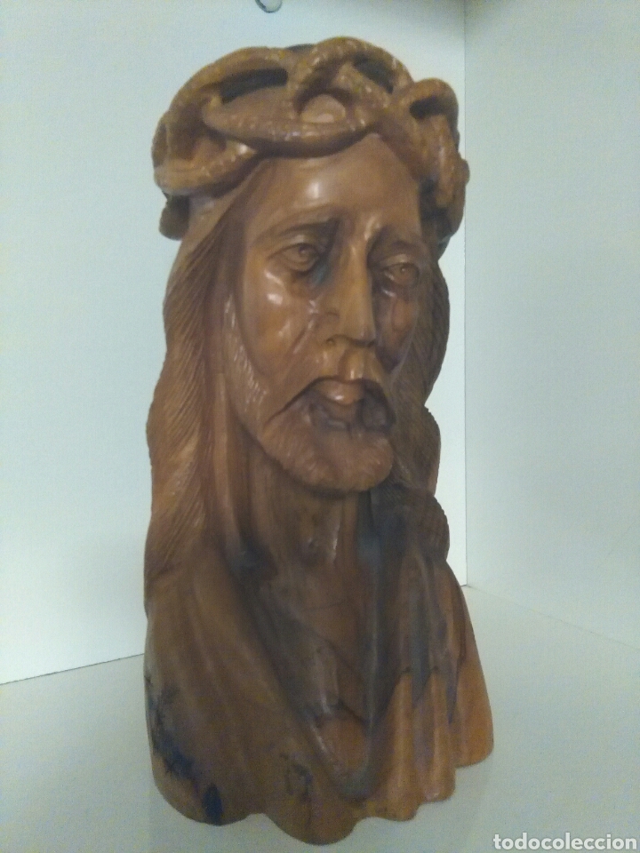 Arte: Talla de madera, busto de Cristo. - Foto 2