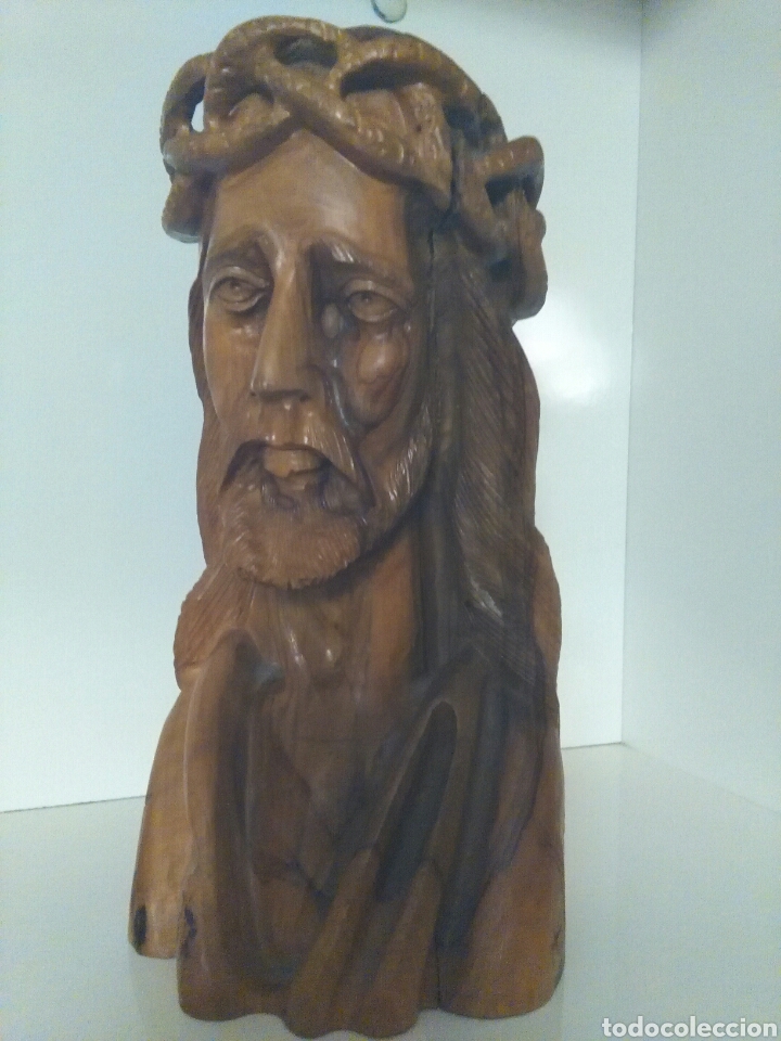 Arte: Talla de madera, busto de Cristo. - Foto 3