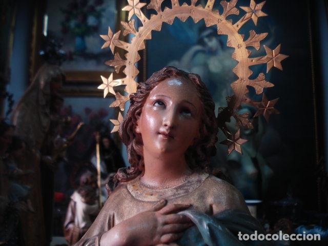 Arte: SXIX Magn&iacute;fica talla de madera Inmaculada Concepci&oacute;n - Foto 22