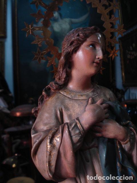 Arte: SXIX Magn&iacute;fica talla de madera Inmaculada Concepci&oacute;n - Foto 23