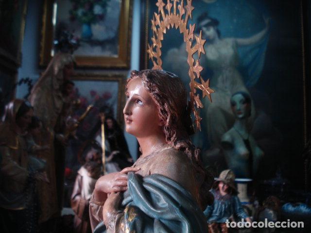 Arte: SXIX Magn&iacute;fica talla de madera Inmaculada Concepci&oacute;n - Foto 25