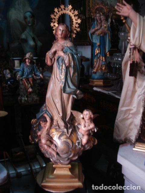 Arte: SXIX Magn&iacute;fica talla de madera Inmaculada Concepci&oacute;n - Foto 29