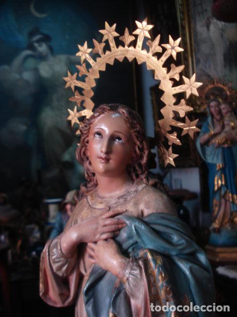 Arte: SXIX Magn&iacute;fica talla de madera Inmaculada Concepci&oacute;n - Foto 31