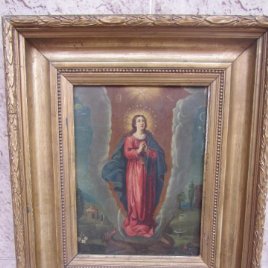Virgen Inmaculada siglo XVII - Oleo Sobre Plancha de Cobre -