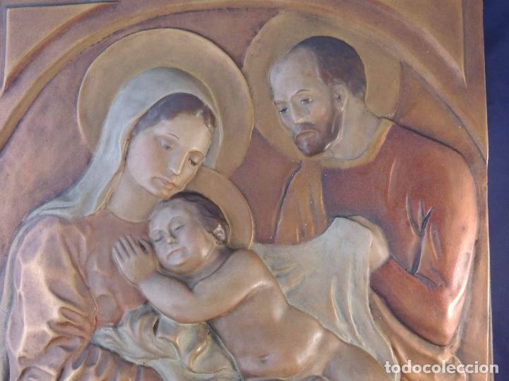 Arte: BONITO RETABLO EN COBRE VIRGEN SAN JOSE Y EL NIÑO JESUS - Foto 4 - 89029152