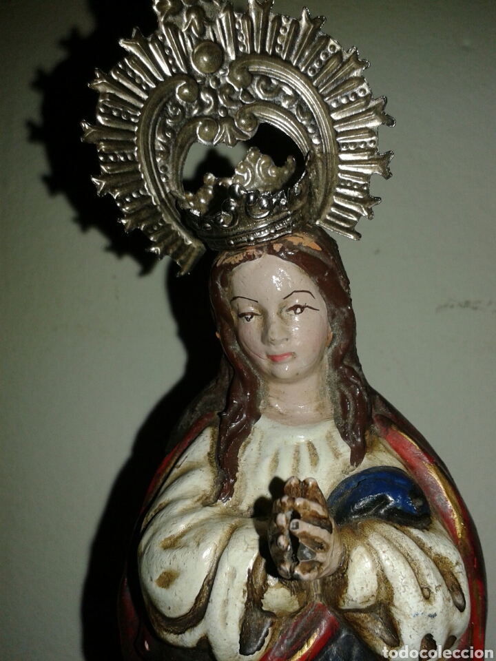 Arte: ANTIGUA FIGURA VIRGEN - Foto 2