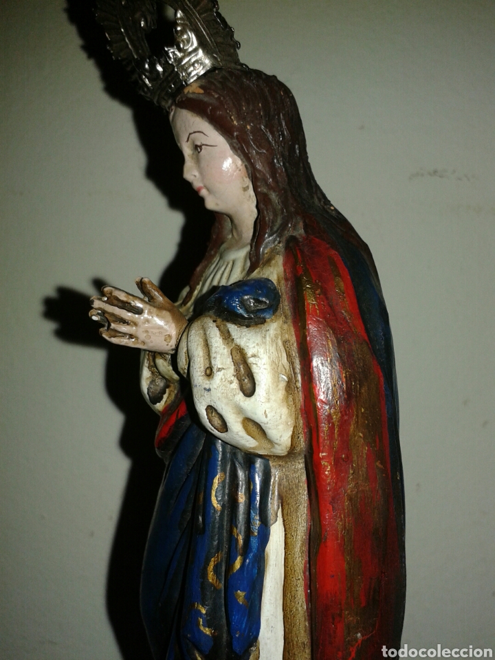 Arte: ANTIGUA FIGURA VIRGEN - Foto 7