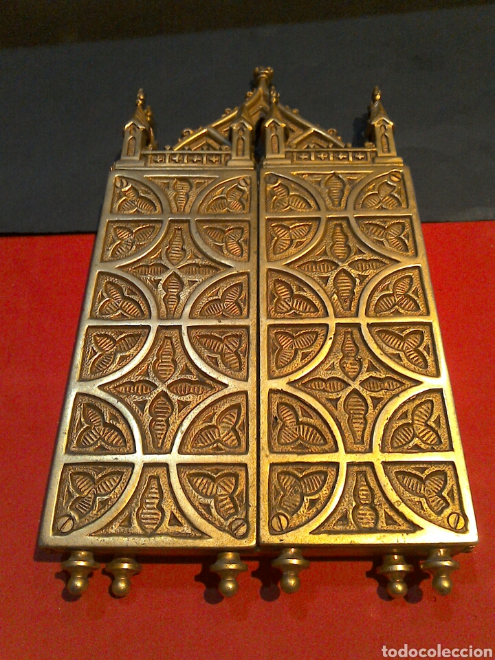 Arte: Antiguo Icono Triptico Ortodoxo Ruso en bronce - Foto 2