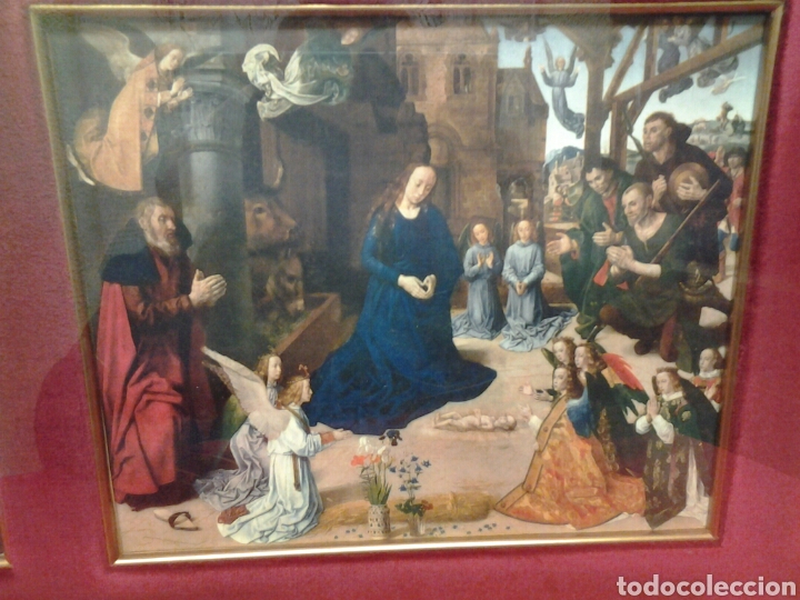 Arte: Cuadro antiguo triptico del NACIMIENTO - Foto 2