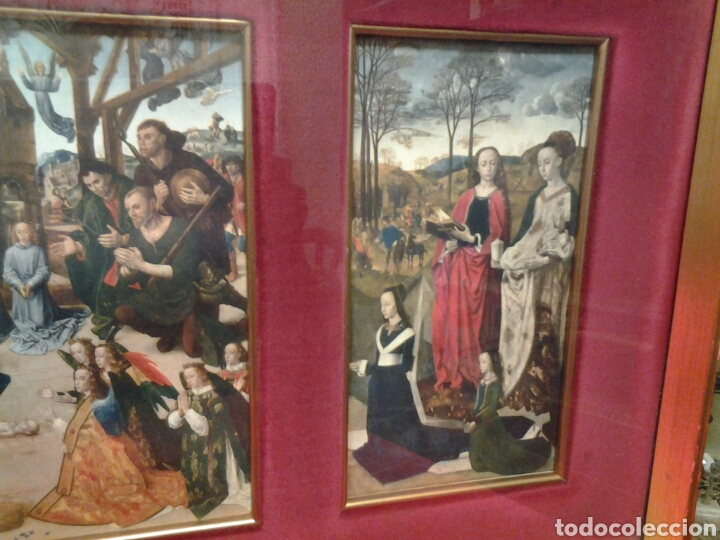 Arte: Cuadro antiguo triptico del NACIMIENTO - Foto 3