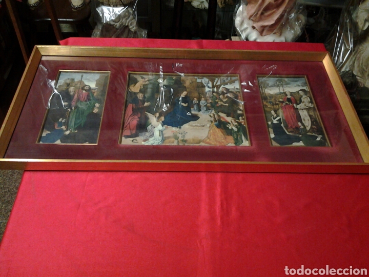 Arte: Cuadro antiguo triptico del NACIMIENTO - Foto 6