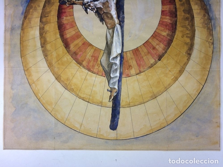 Arte: JESUCRISTO EN MAJESTAD. ACUARELA SOBRE PAPEL. ATRIB. GORGUES. ESPAÑA. CIRCA 1960 - Foto 5 - 104297863