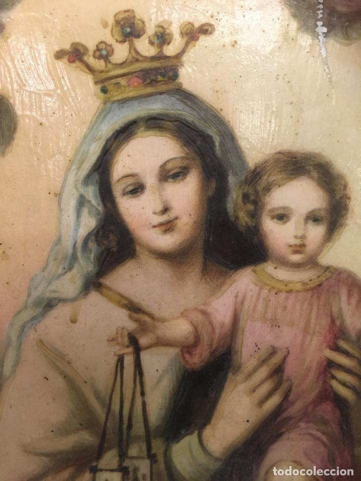 Arte: CUADRO ANTIGUO VIRGEN DEL CARMEN. - Foto 4