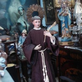 Excelente san Antonio de Padua talla de madera vestidera sXIX