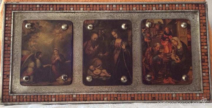Arte: CUADRO RELIGIOSO CON ESCENAS B&Iacute;BLICAS CON MARCO DECORADO CON GRESITE - Foto 1