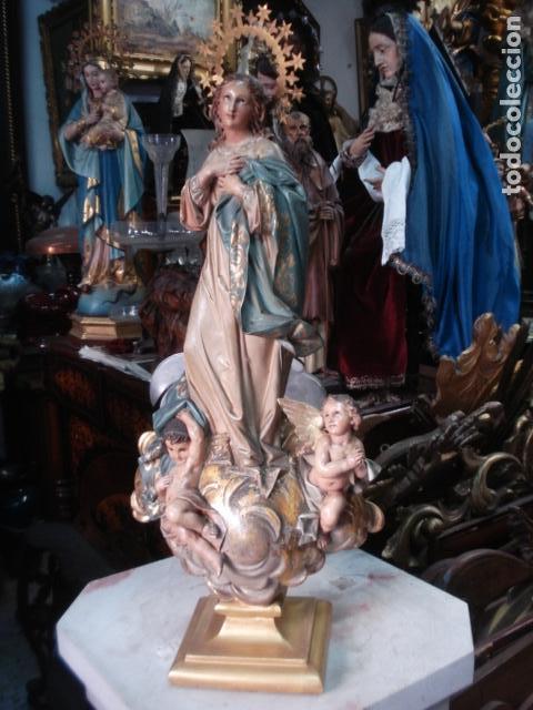 Arte: SXIX Magn&iacute;fica talla de madera Inmaculada Concepci&oacute;n - Foto 32