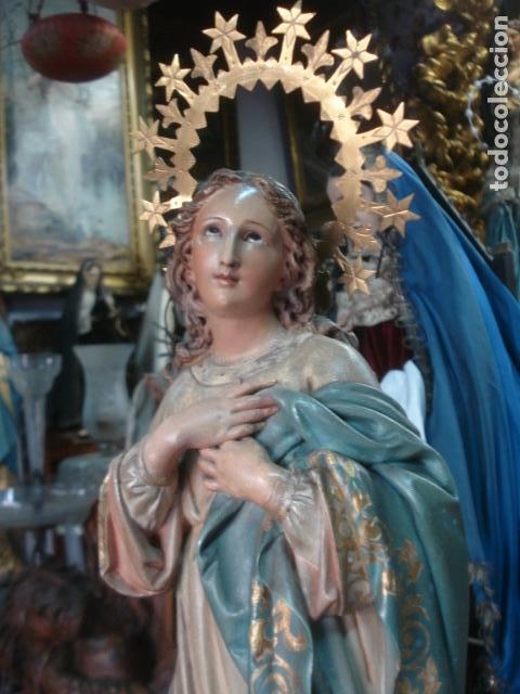 Arte: SXIX Magn&iacute;fica talla de madera Inmaculada Concepci&oacute;n - Foto 33
