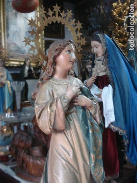 Arte: SXIX Magn&iacute;fica talla de madera Inmaculada Concepci&oacute;n - Foto 36