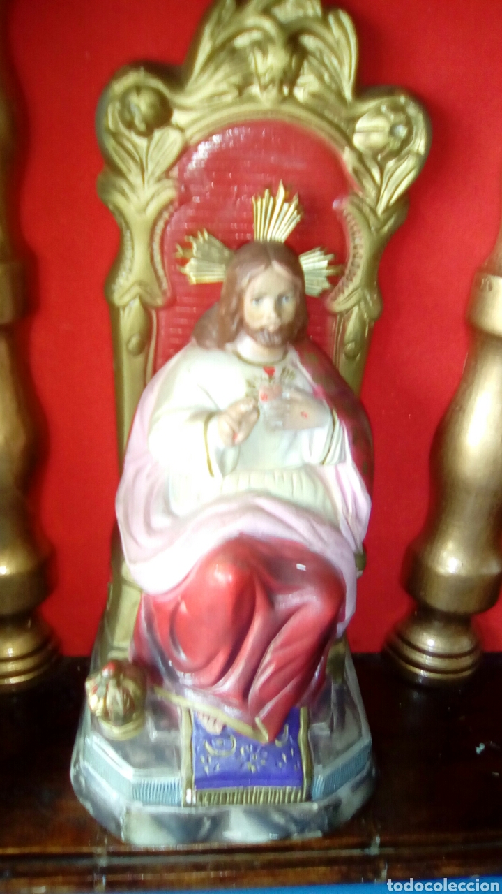 Arte: Retablo del Sagrado Coraz&oacute;n en caja de madera - Foto 2