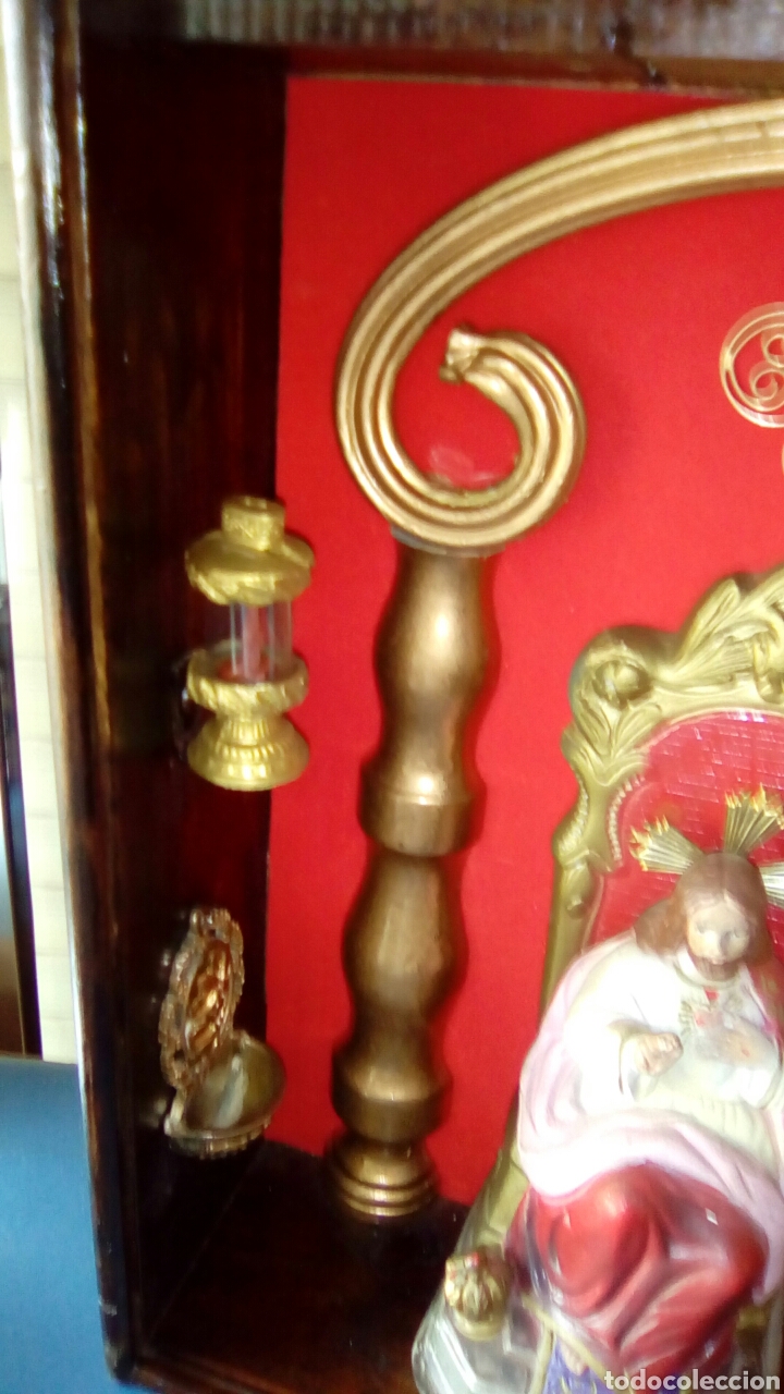 Arte: Retablo del Sagrado Coraz&oacute;n en caja de madera - Foto 3