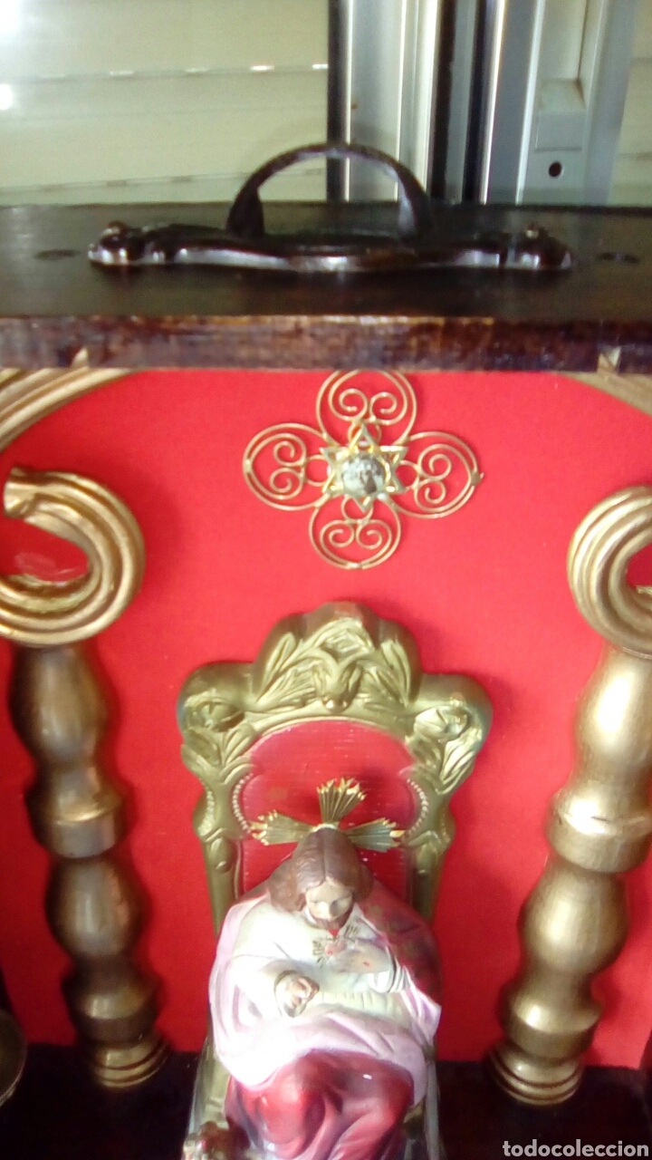 Arte: Retablo del Sagrado Coraz&oacute;n en caja de madera - Foto 5