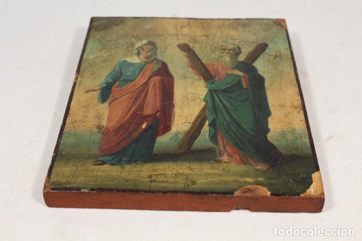 Arte: tabla con litografia religiosa - Foto 1