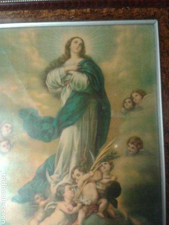 Arte: ANTIGUO CUADRO VIRGEN - Foto 3