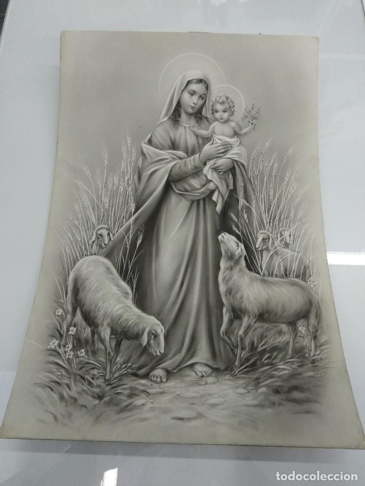 dibujo original de la virgen maria con el niño - Compra venta en  todocoleccion