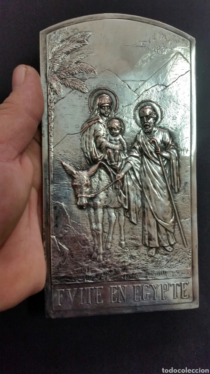 Arte: ANTIGUA PLACA . FUITE EN EGYPTE. marcada Biron - Foto 4